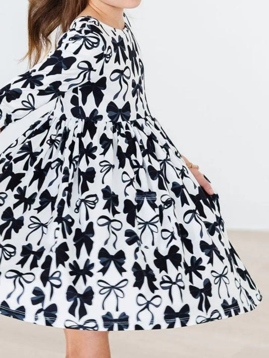 BLACK BOW GIRLS DRESS