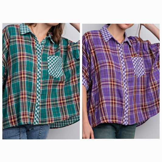 PLAID PRINTED OVERSIZE SHIRT (multi)