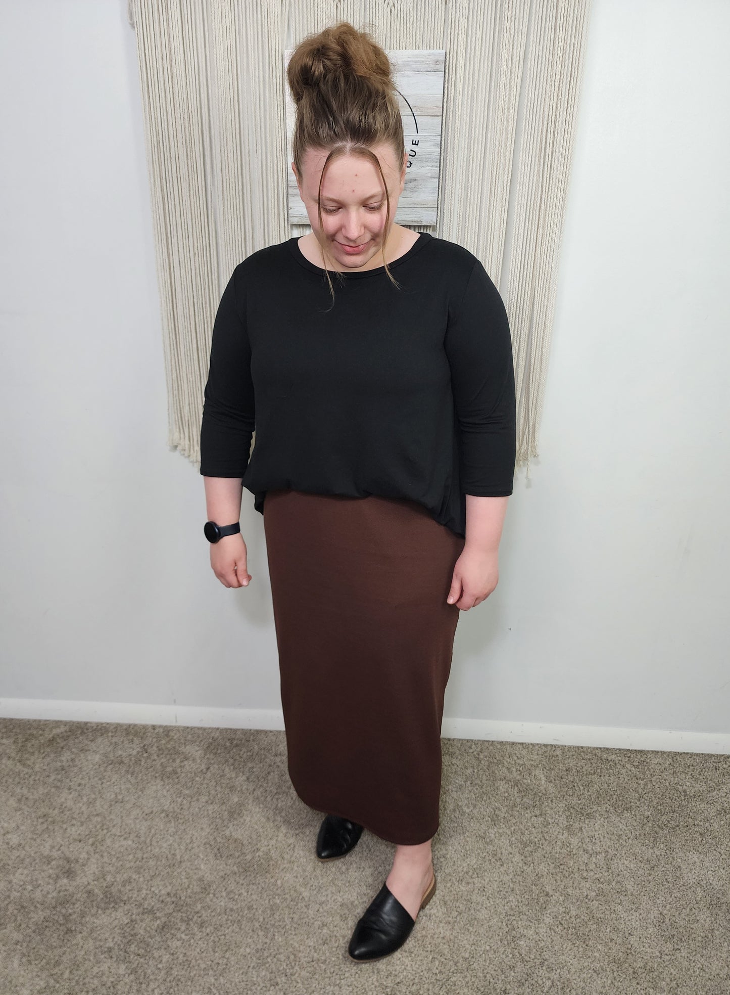 31 INCH SANDRA SKIRT IN BROWN