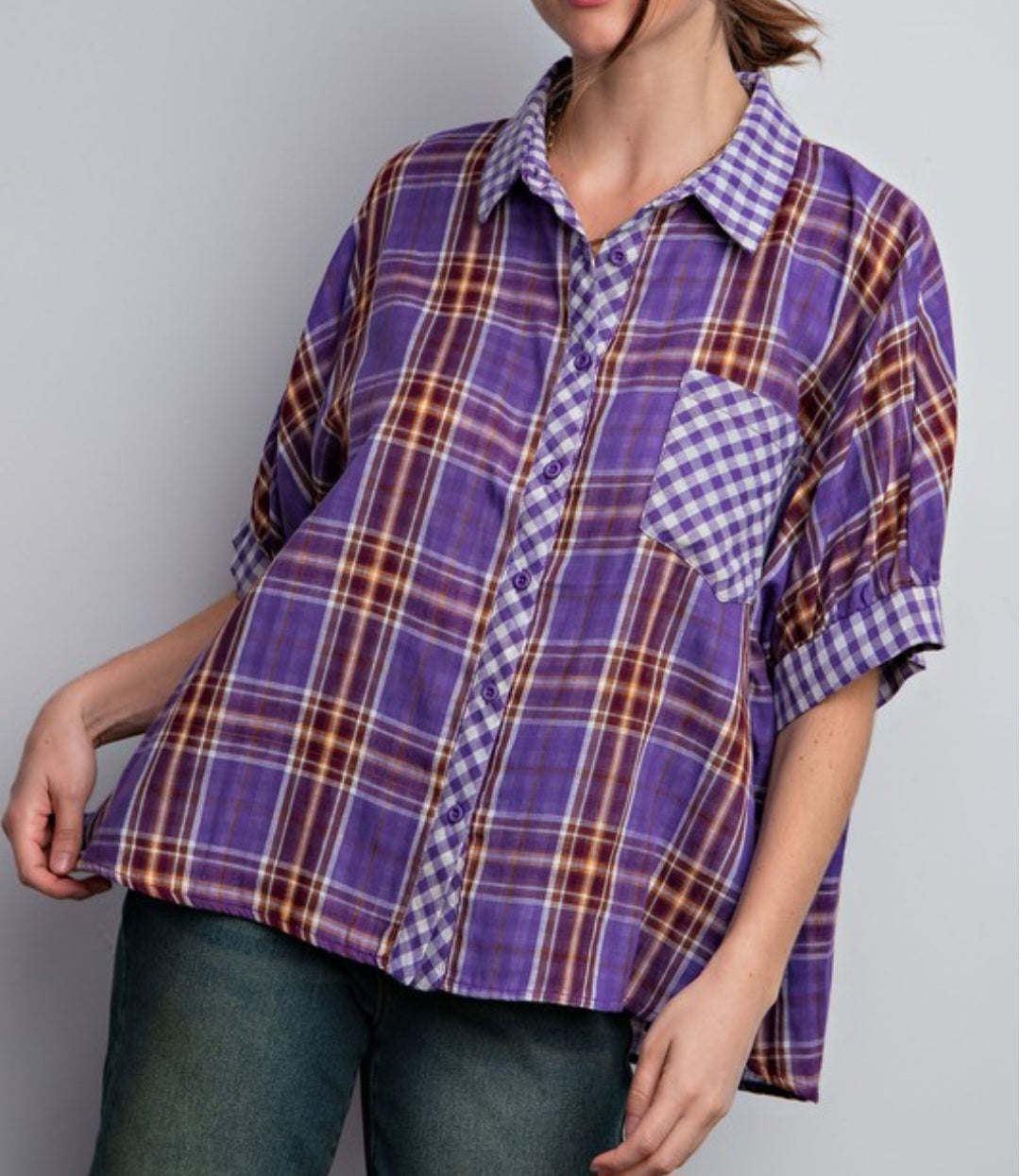 PLAID PRINTED OVERSIZE SHIRT (multi)