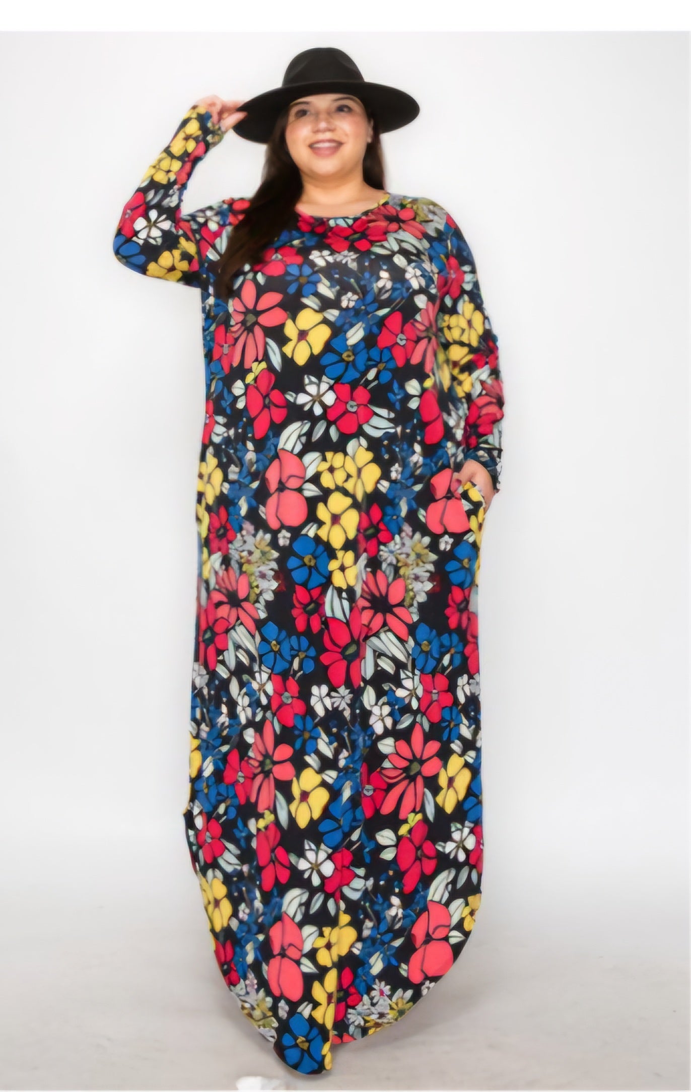 PLUS FLORAL MAXI DRESS