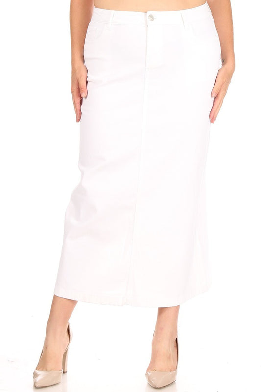 WHITE MAXI TWILL SKIRT