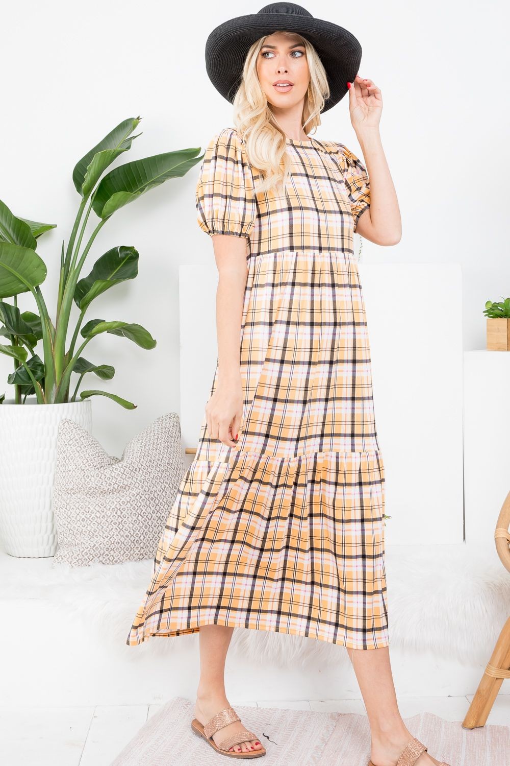 YELLOW PLAID DRESS