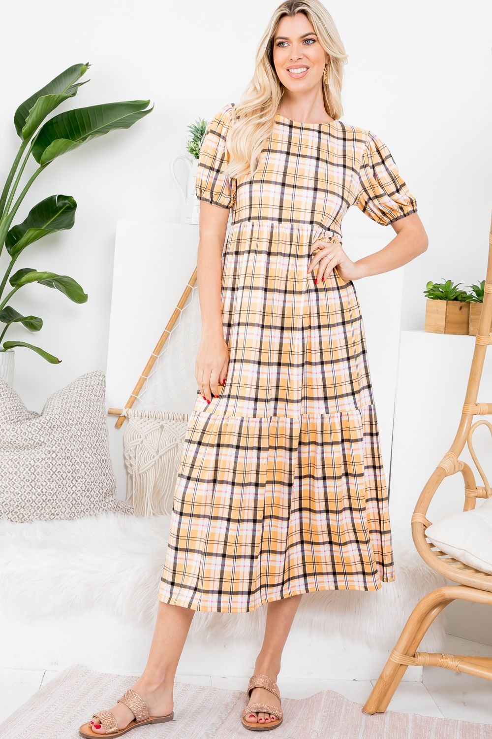 YELLOW PLAID DRESS