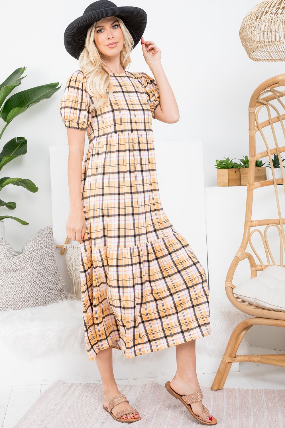 YELLOW PLAID DRESS